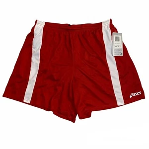 Asics Mens Large Medley Running Shorts Red White Drawstring Inner Liner NWT - Picture 1 of 7