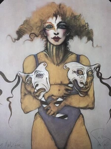 Ramon Santiago, GEVA Theater, "Masks/Geva", seltener handsignierter großer Kunstdruck Exc - Bild 1 von 14