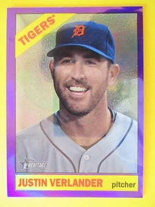 2015 Topps Heritage Chrome Purple Refractor #495 JUSTIN VERLANDER, NM-MT - Picture 1 of 4