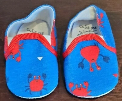 Bebé Niño Cutie Pie Azul y Rojo Cangrejo Zapatos Talla: 0-3 Meses Foto 1 de 3