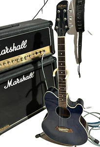 😍Ibanez TALMAN Transparant Blue Acoustic/Electric Guitar w/Hard Case LOW PRICE - Picture 1 of 15