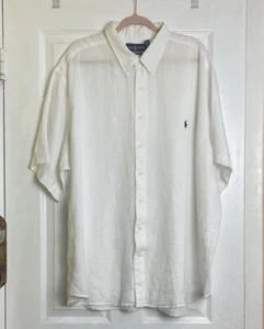 Polo Ralph Lauren Classic Fit Short-Sleeve Linen Shirt white 3XB button XXXL - Picture 1 of 5