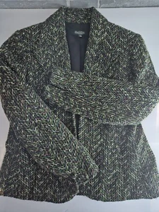 Vintage Peck & Peck Collection Herringbone Tweed Open Blazer Wom SIZE 14 Large - Picture 1 of 23