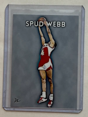 Tarjeta coleccionable Spud Webb edición limitada firmada por artista 1986 concurso Slam Dunk 2/10 Foto 1 de 2