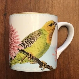 Williams Sonoma Mug Parakeet Bird Mums Flowers - Picture 1 of 4