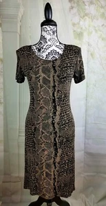 AGB womens animal print stretch knit short sleeves dress size 6 bb04 - Picture 1 of 10