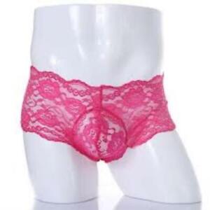 Lace Sexy Underwear Pink Men Boxer Transparent Ultra Thin Panties