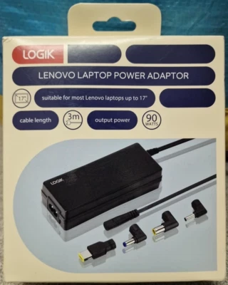 Logik Power Supply Adapter Cable For Lenovo Laptop -3m- 90W- Black 19V LPLENO24 - Image 1 of 2