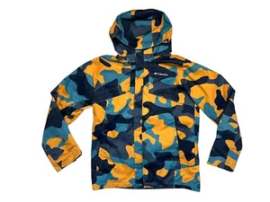 COLUMBIA OMNI-TECH Orange/Blue CAMO SNOWBOARD JACKET Ski Hike Coat Kid YOUTH L - Picture 1 of 8