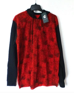 Rocawear Thermal Shirt Mens Size XLarge Red & Black Splatter Slim Fit Hooded New - Picture 1 of 3