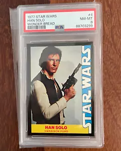 1977 Star Wars Wonder Bread card #4 Han Solo vintage topps PSA 8 NM-MT - Picture 1 of 4