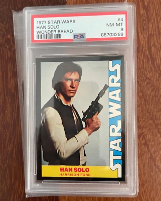 1977 Star Wars Wonder Bread card #4 Han Solo vintage topps PSA 8 NM-MT - Image 1 of 4
