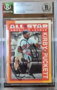 1990 TOPPS ALL STAR #391 VINTAGE SIGNED CARD KIRBY PUCKETT TWINS DEC BAS - Picture 1 of 1