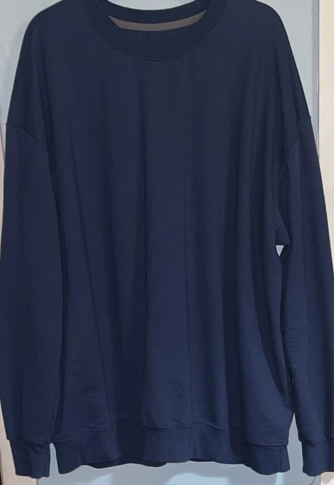 Men’s Anvil Solid Navy Blue Crewneck Long Sleeve Sweatshirt Sweater Size 3XL - Image 1 of 4