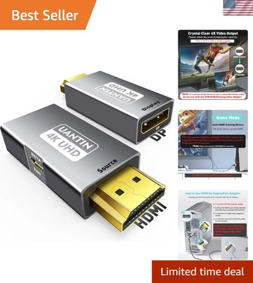 HDMI to DisplayPort Adapter 4K 60Hz – Perfect for Gaming, Compact & Efficient - Image 1 of 4