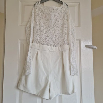 House Of Cb White Lace Playsuit Size 6-8 - Image 1 of 2