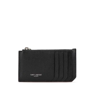 Saint Laurent Grain De Poudre Fragments Zipped Card Case Women Black One Size - Picture 1 of 7