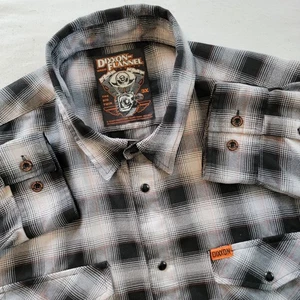 Dixxon Flannel Shirt Mens 3XL The Big Twin Black Gray D-Tech Long Sleeve Plaid - Picture 1 of 4
