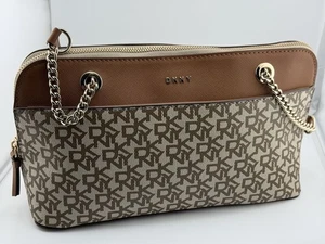 DKNY Bryant Park Medium Top Zip Shoulder Purse Bag Brown/Beige - Picture 1 of 18