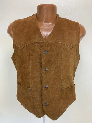 Chaleco Pioneer Wear Cuero Para Hombre 42 De Colección Forrado de Lana Sherpa Vaquero Oeste EE. UU. Foto 1 de 4