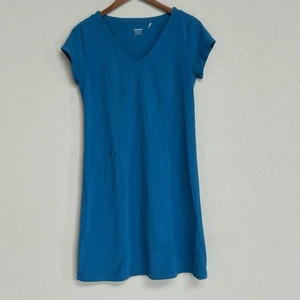 Vestido Toad&Co Turquesa Manga Corta Elástico Para Mujer Mediano Ligero Verano - Imagen 1 de 5