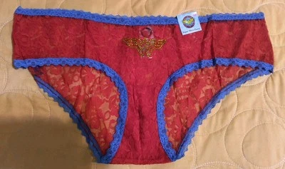 DC COMICS WONDER WOMAN SUPERHERO RED SHEER SEAMLESS PANTY XL (8) FREE SHIPPING! - Image 1 of 4