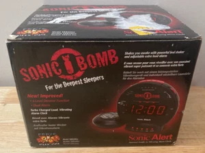 Sonic Bomb Vibrating Alarm Clock with Bed Shaker BLACK (New in Box) - Picture 1 of 2