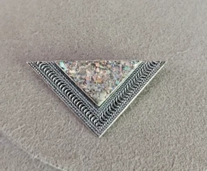 Vintage Sterling Silber verzierte römische Glas Brosche - Bild 1 von 8