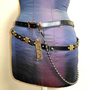 d.i.a. Gold & Antik Gold Doppelwickel Ledergürtel Schwarz Gal Gyaru Stil - Bild 1 von 6