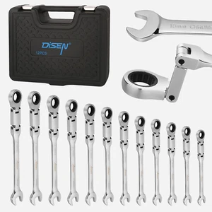 DISEN 12Pcs Ratchet Wrenches Set Double Jointed, Metric Flex Head Ratcheting Wre - Picture 1 of 12