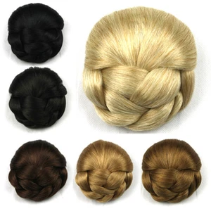 Damen Haar Chignon Geflochten Haardutt Chignon Clip In Haarteile Verlängerung - Bild 1 von 18