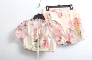 EUC M Damen SUGAR THRILLZ DOLLS KILL Floral Sheer Crop Top Minirock Set - Bild 1 von 11