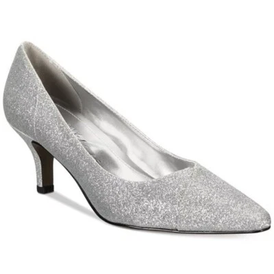 Sapato Bombas Easy Street Feminino Chiffon Prata Glitter Biqueira Pontiaguda Tamanho 7M Novo com etiquetas - Imagem 1 de 4