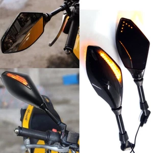 Espejo retrovisor moto 8/10mm LED luz de señalización de giro para Harley Honda Yamaha - Imagen 1 de 17