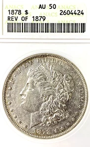 OLD ANACS AU-50! 1878 MORGAN DOLLAR REV. OF 1879 - Picture 1 of 3