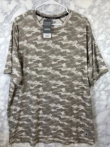 Carhartt Mens Small Brown Camo Relaxed Fit LWD Short Sleeve Shirt Moisture Wick - Picture 1 of 8