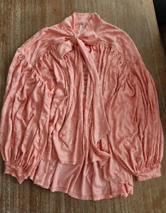 Free People Lucca Top S Small Blouse Coral Orange Oversized Tunic Floral Cutout - Picture 1 of 3