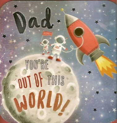 Father's Day Dad Extra Large Size Greeting Card Happy Special Space Rockets - Image 1 of 3