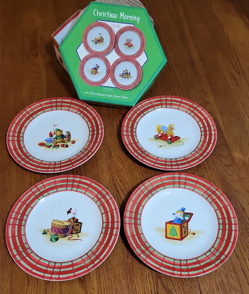 Decorative Set of 4 Sakura CHRISTMAS MORNING  8.25"  Salad Dessert Plates - Image 1 of 4