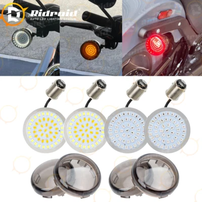 1157 Front Rear LED Bullet Turn Signal Light Smoke Lens For Harley Motorcycle - Image 1 of 4