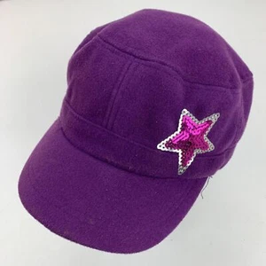 Purple Sequin Star Womens Army Ball Cap Hat Fitted One Size - Picture 1 of 5