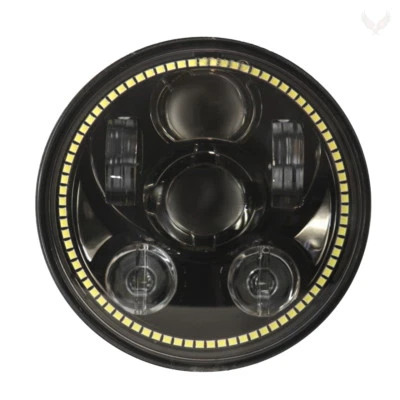 Eagle Lights Black 5 3/4" LED Headlight w LED Halo Ring Indian Scout 60 Bobber - Image 1 of 4