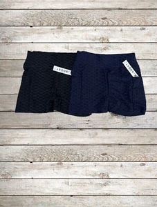 Women’s S/M Shorts Pockets 2 PAIR Yoga High Waist Anti-Cellulite Stretchy NWT - Picture 1 of 10
