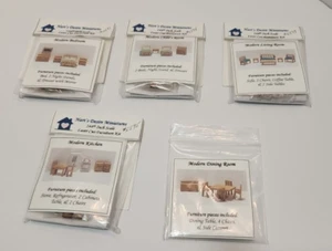 Lot Of 5 Hart's Desire Miniatures Lazer Cut Furniture Kits 144th Inch Scale - Picture 1 of 9