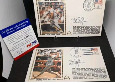 Mark McGwire PSA 2/AUTOGRAPH 1987 Home Run Rookie Record Gateway Silk FDC Cachet - Image 1 of 4