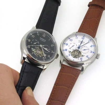43mm Parnis Automatic Movement Men's Casual Watch Stainless Case Leather Strap - Image 1 of 4