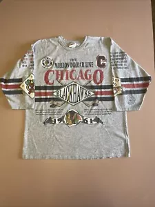 VINTAGE 1992 CHICAGO BLACKHAWKS MILLIONS DOLLAR LINE LONG GONE SHIRT XL X-LARGE - Picture 1 of 22