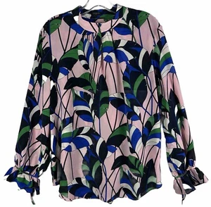 Ann Taylor Women's Silk Blouse Sleeves Ties End Neck Features Hook Closure - Picture 1 of 11