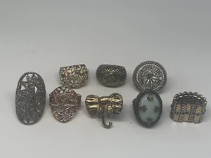 Lot of 8 Fashion Jewelry Rings Stretchable Elastic Bands Assorted Styles Colors - Picture 1 of 12