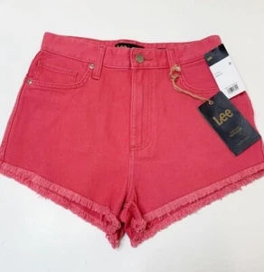 NWT LEE Vintage Modern 31 Denim Cut Off Jean Shorts High Risk Red High Rise W27 - Picture 1 of 4